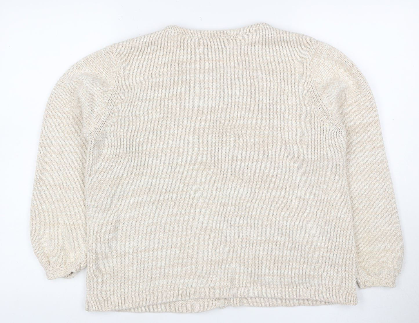 Orvis Women Ivory L Ramie Cotton Button Knit Cardigan