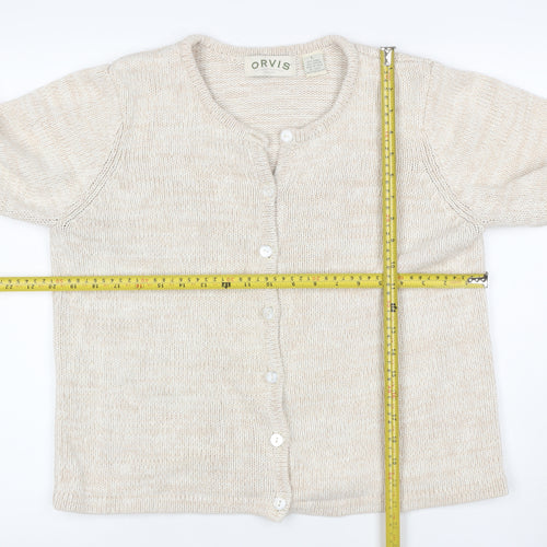 Orvis Women Ivory L Ramie Cotton Button Knit Cardigan