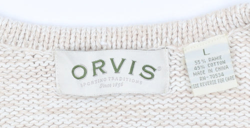 Orvis Women Ivory L Ramie Cotton Button Knit Cardigan