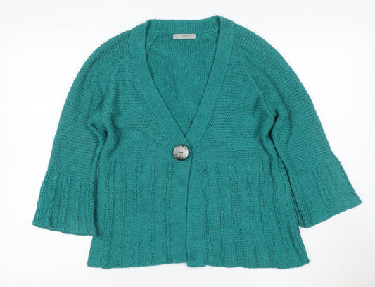Marks and Spencer Women Green UK 14 V-Neck Knit Button Cardigan