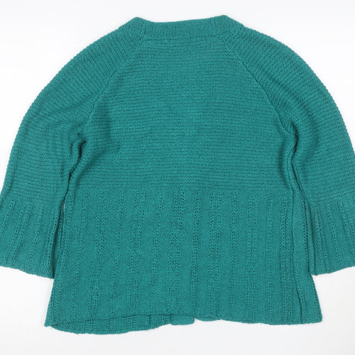 Marks and Spencer Women Green UK 14 V-Neck Knit Button Cardigan