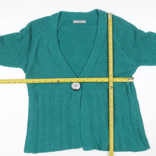 Marks and Spencer Women Green UK 14 V-Neck Knit Button Cardigan
