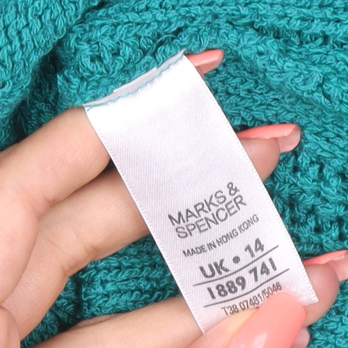 Marks and Spencer Women Green UK 14 V-Neck Knit Button Cardigan