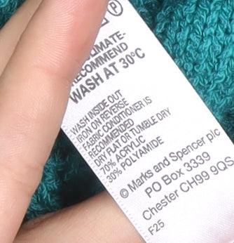 Marks and Spencer Women Green UK 14 V-Neck Knit Button Cardigan