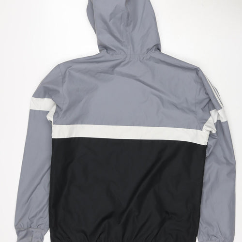 adidas Men’s Grey Black M Hooded Full Zip Windbreaker Jacket