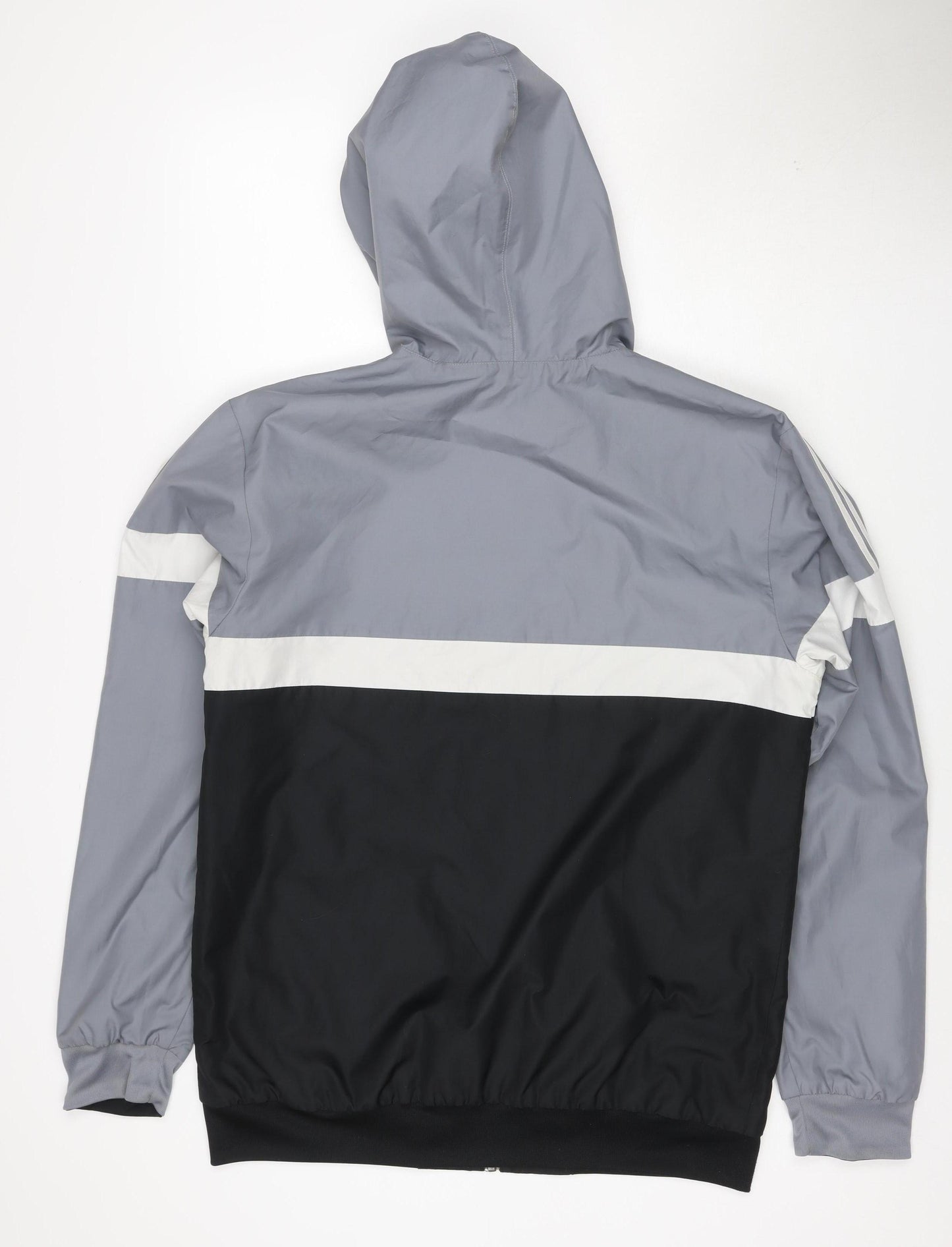 adidas Men’s Grey Black M Hooded Full Zip Windbreaker Jacket