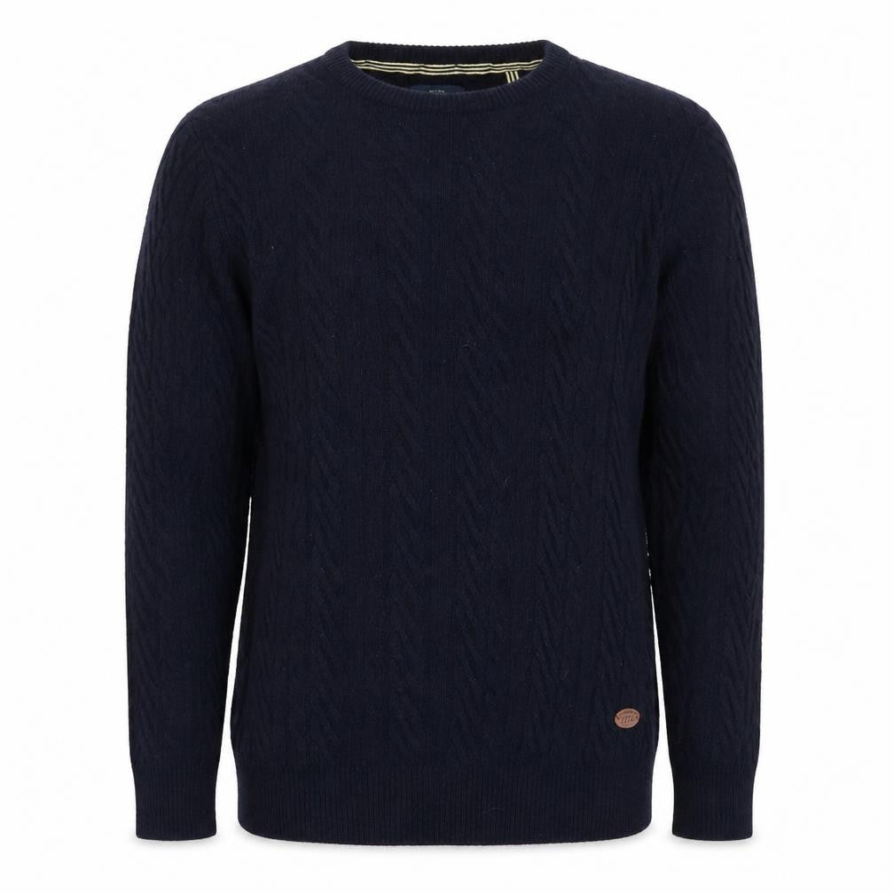 Hammond & Co. Men’s Navy Blue L Cable Knit Crew Neck Cotton Jumper