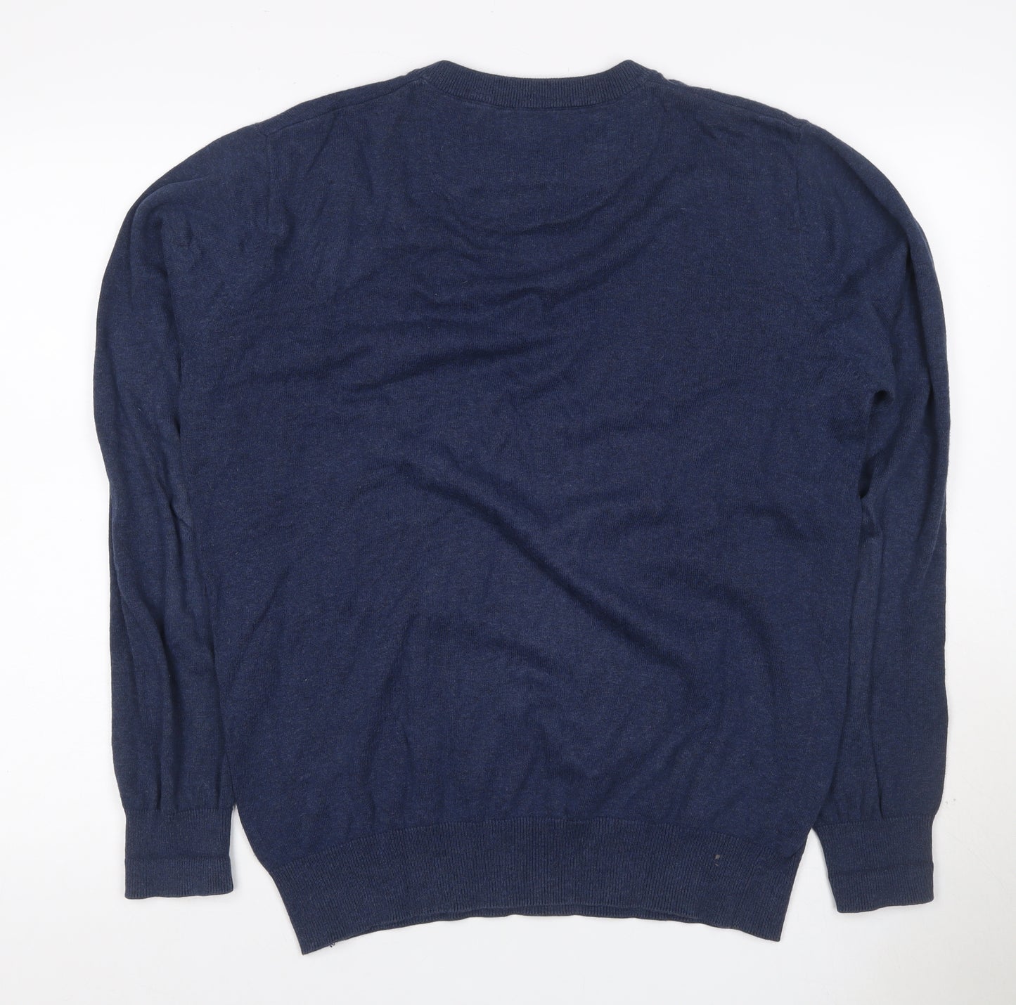 John Partridge Men’s Blue Large Cotton Crew Neck Logo Jumper