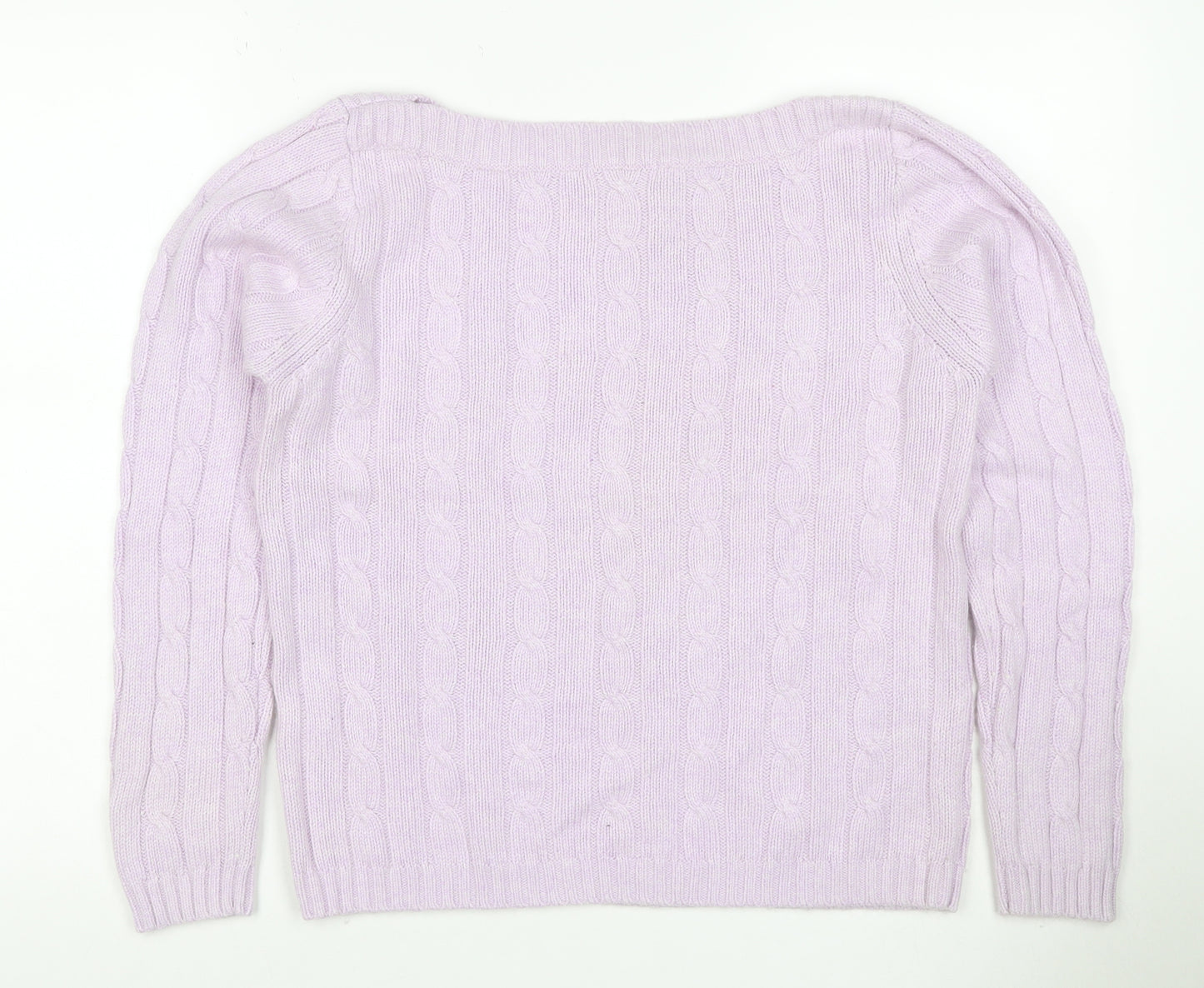 Marks & Spencer Women Pink UK 16 Cable-Knit Cashmere Blend Pullover Jumper