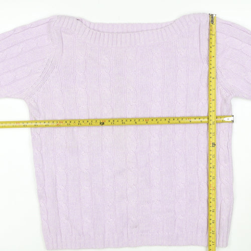 Marks & Spencer Women Pink UK 16 Cable-Knit Cashmere Blend Pullover Jumper