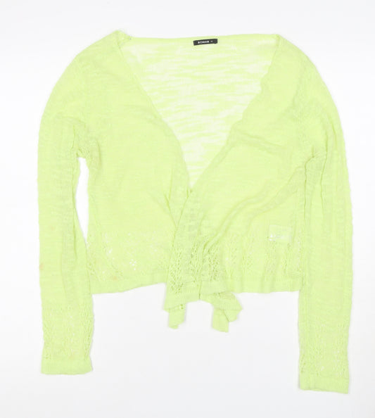 Roman Women Green Size 12 Sheer Lace Knit Wrap Tie Blouse Long Sleeve