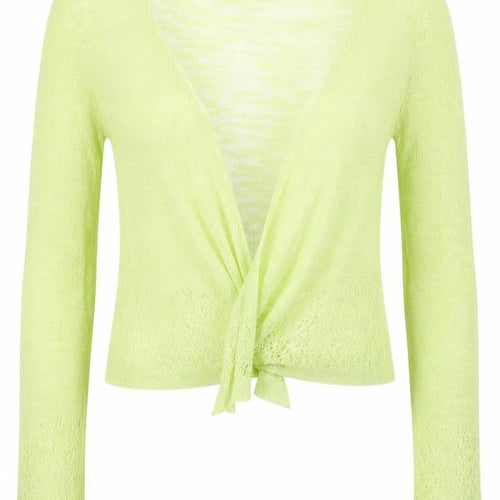 Roman Women Green Size 12 Sheer Lace Knit Wrap Tie Blouse Long Sleeve