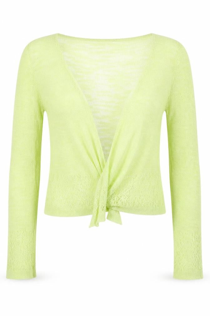 Roman Women Green Size 12 Sheer Lace Knit Wrap Tie Blouse Long Sleeve