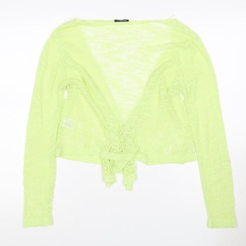 Roman Women Green Size 12 Sheer Lace Knit Wrap Tie Blouse Long Sleeve