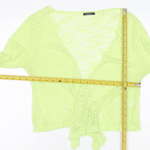 Roman Women Green Size 12 Sheer Lace Knit Wrap Tie Blouse Long Sleeve