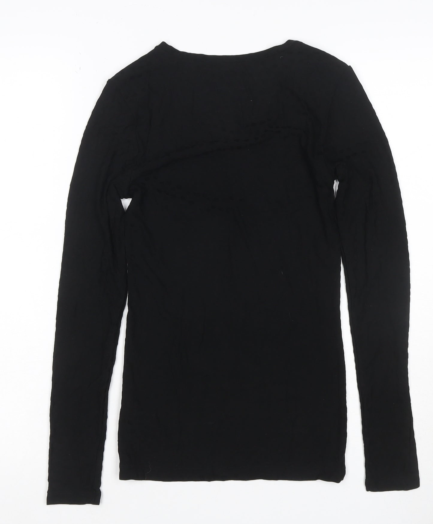 Marks and Spencer Women Black Size 6 Heatgen Geometric Long Sleeve Top