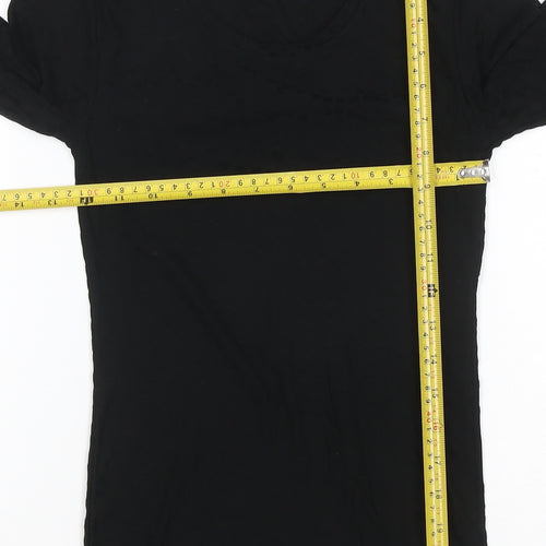 Marks and Spencer Women Black Size 6 Heatgen Geometric Long Sleeve Top