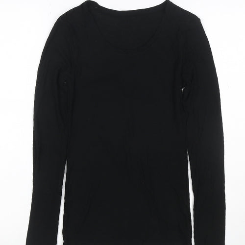 Marks and Spencer Women Black Size 6 Heatgen Geometric Long Sleeve Top