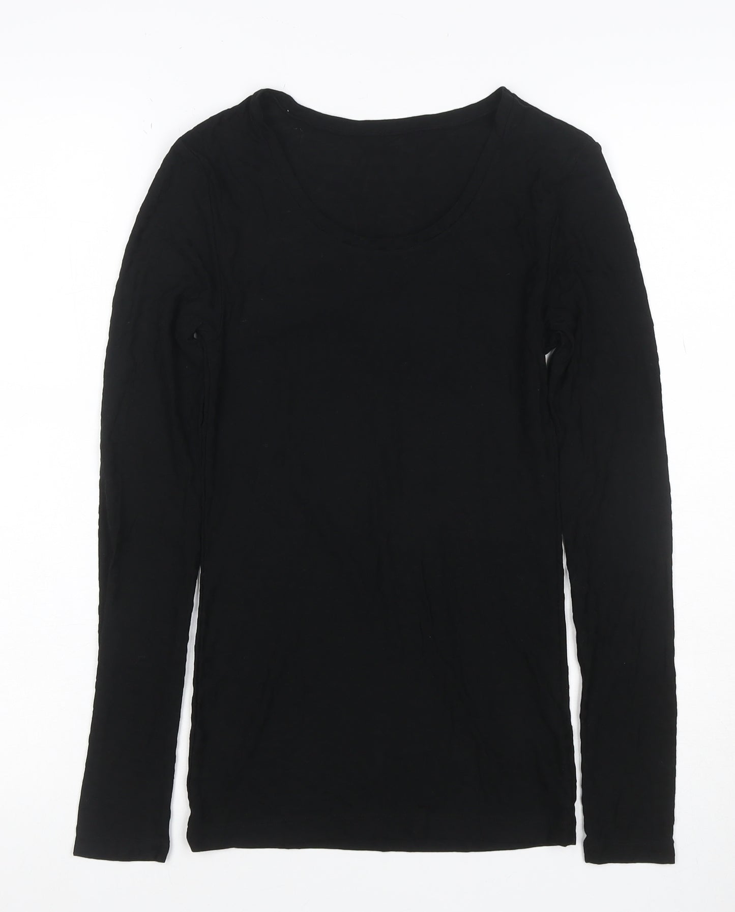 Marks and Spencer Women Black Size 6 Heatgen Geometric Long Sleeve Top