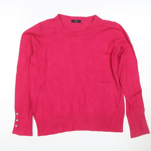 M&Co Women’s Pink Size 14 Petite Round Neck Raglan Knit Jumper