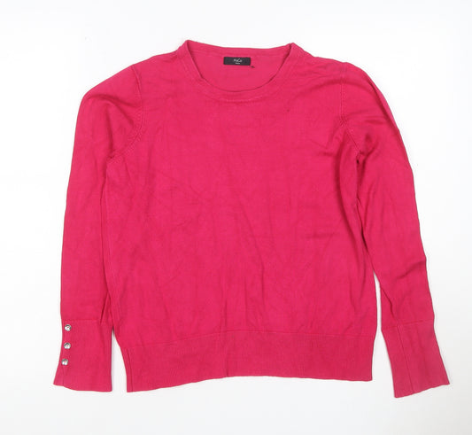 M&Co Women’s Pink Size 14 Petite Round Neck Raglan Knit Jumper