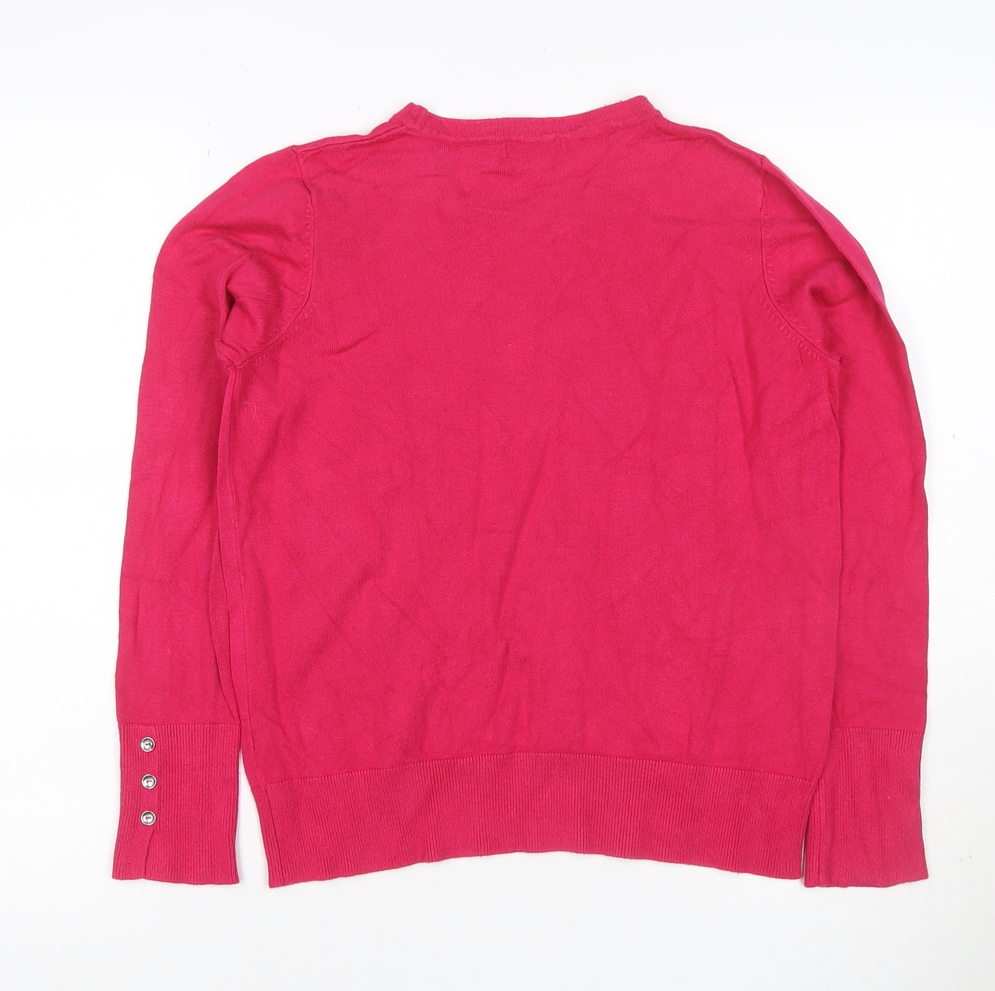 M&Co Women’s Pink Size 14 Petite Round Neck Raglan Knit Jumper