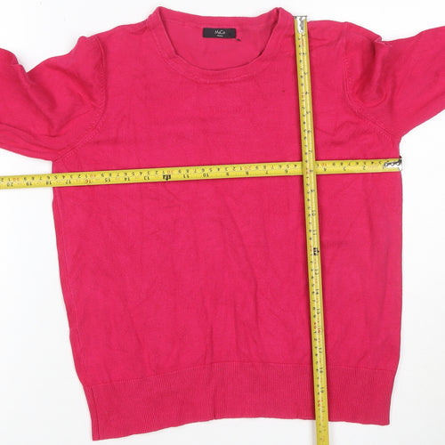 M&Co Women’s Pink Size 14 Petite Round Neck Raglan Knit Jumper