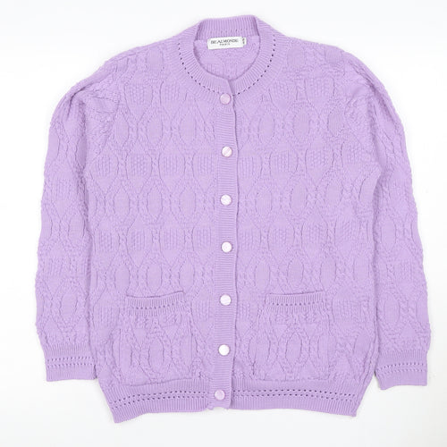 Beaumonde Paris Women Purple UK 12 Cable Knit Button Cardigan