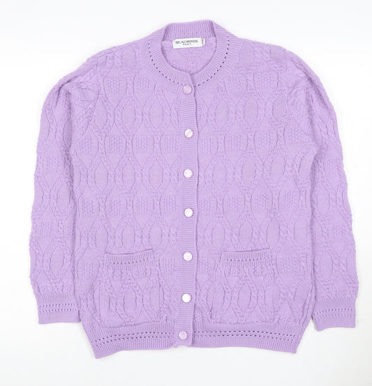 Beaumonde Paris Women Purple UK 12 Cable Knit Button Cardigan