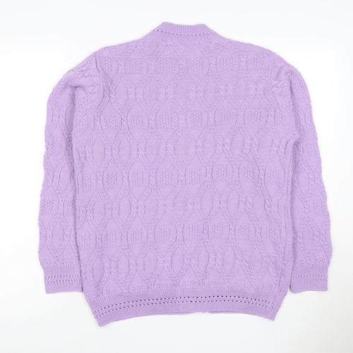 Beaumonde Paris Women Purple UK 12 Cable Knit Button Cardigan
