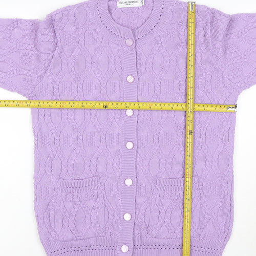 Beaumonde Paris Women Purple UK 12 Cable Knit Button Cardigan