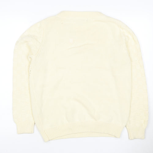 Fever London Women Ivory UK 12 Cable Knit Crew Neck Pullover Jumper