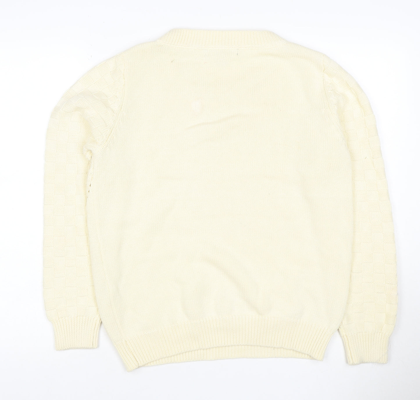 Fever London Women Ivory UK 12 Cable Knit Crew Neck Pullover Jumper