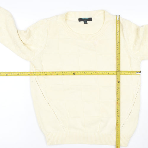 Fever London Women Ivory UK 12 Cable Knit Crew Neck Pullover Jumper