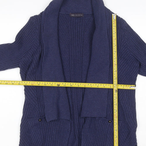 Marks and Spencer Women Navy UK 16 Open Cable Knit Cotton Cardigan