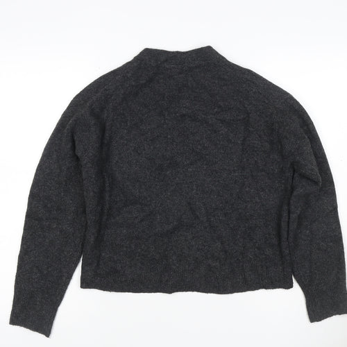 UNIQLO Women Grey Wool Blend V-Neck Button Cardigan Size S