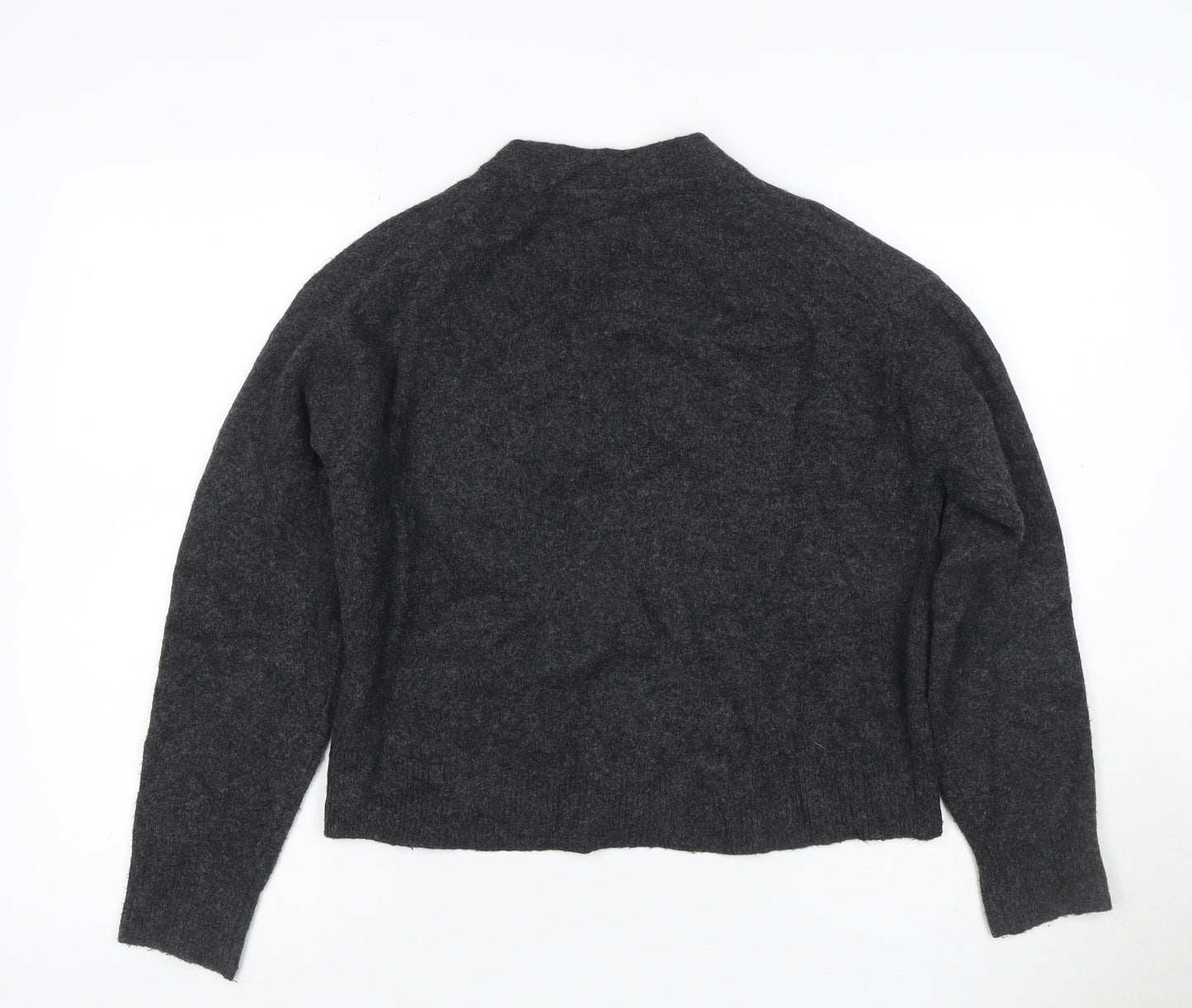UNIQLO Women Grey Wool Blend V-Neck Button Cardigan Size S