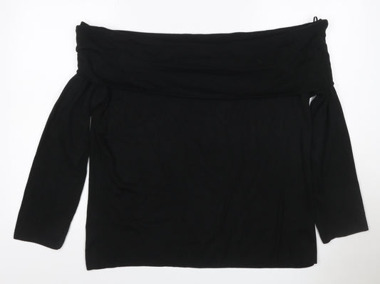Marks and Spencer Women Black Size 22 Boat Neck Knit Jumper