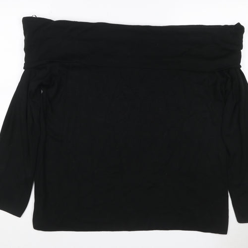 Marks and Spencer Women Black Size 22 Boat Neck Knit Jumper