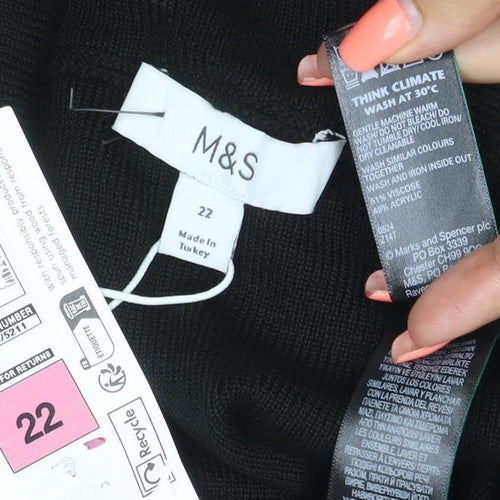 Marks and Spencer Women Black Size 22 Boat Neck Knit Jumper