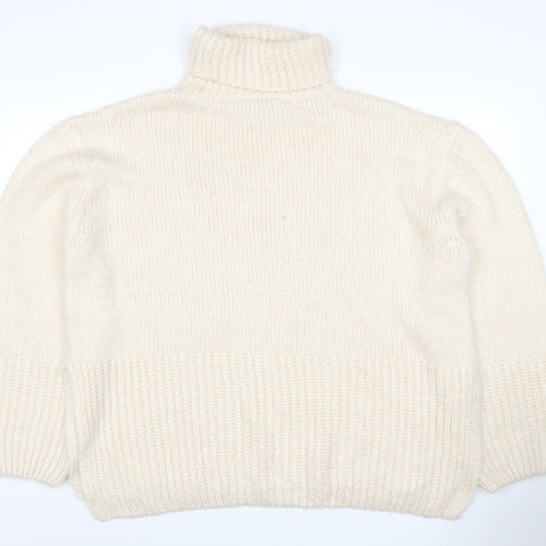 FW Bridge Women Ivory UK 14 Chunky Knit Roll Neck Jumper
