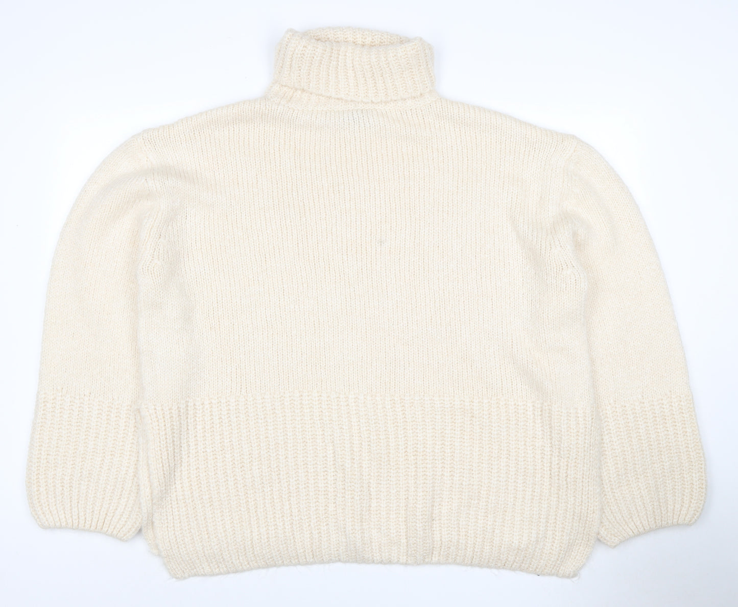 FW Bridge Women Ivory UK 14 Chunky Knit Roll Neck Jumper