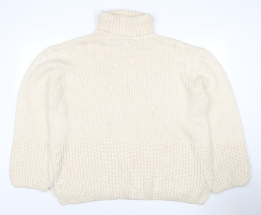 FW Bridge Women Ivory UK 14 Chunky Knit Roll Neck Jumper