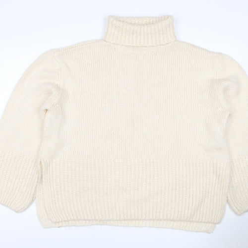 FW Bridge Women Ivory UK 14 Chunky Knit Roll Neck Jumper