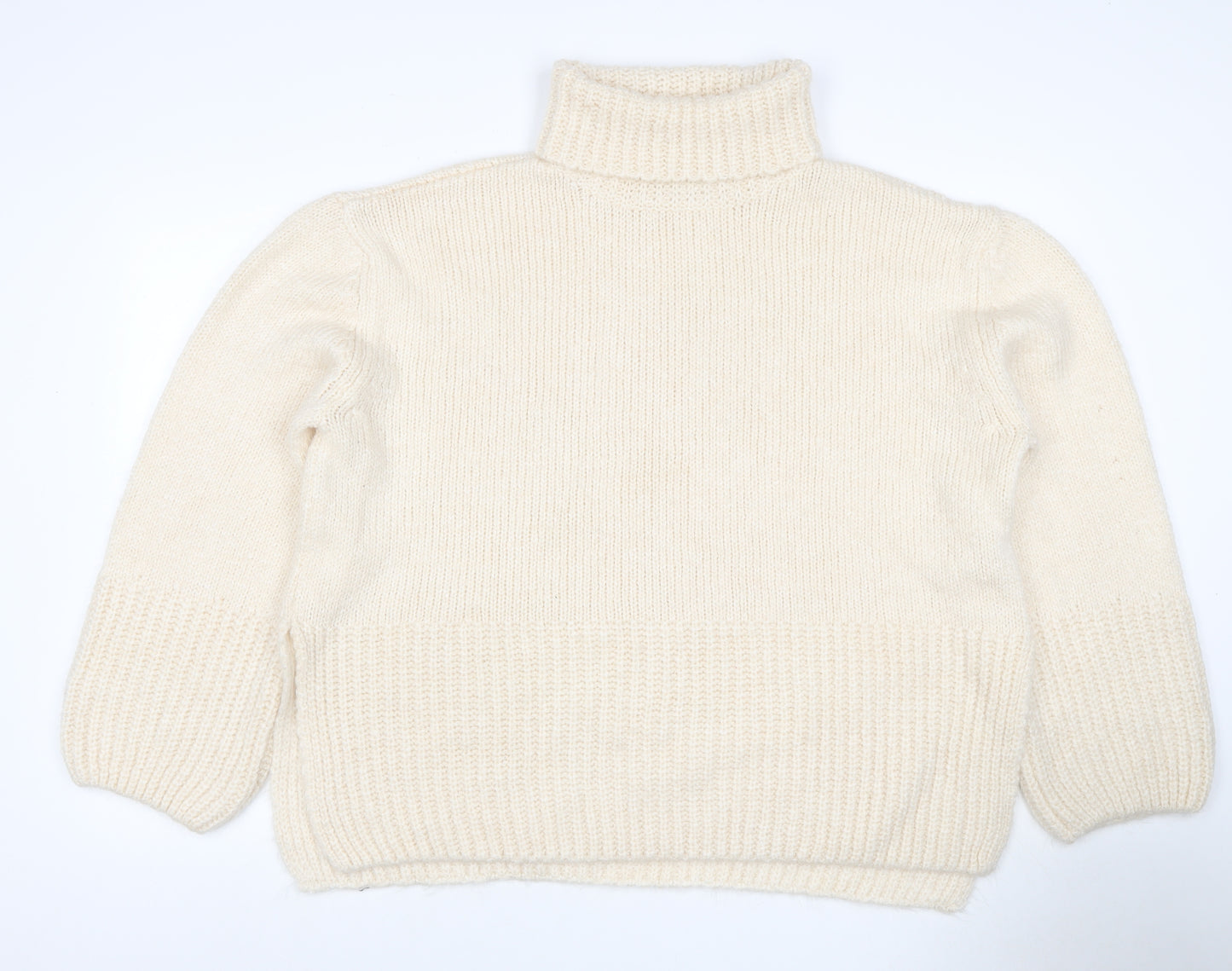 FW Bridge Women Ivory UK 14 Chunky Knit Roll Neck Jumper