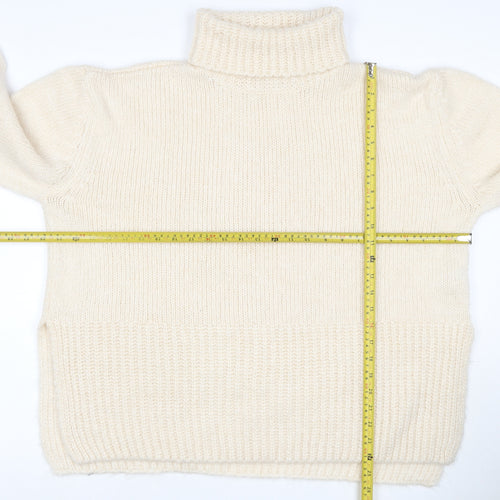 FW Bridge Women Ivory UK 14 Chunky Knit Roll Neck Jumper