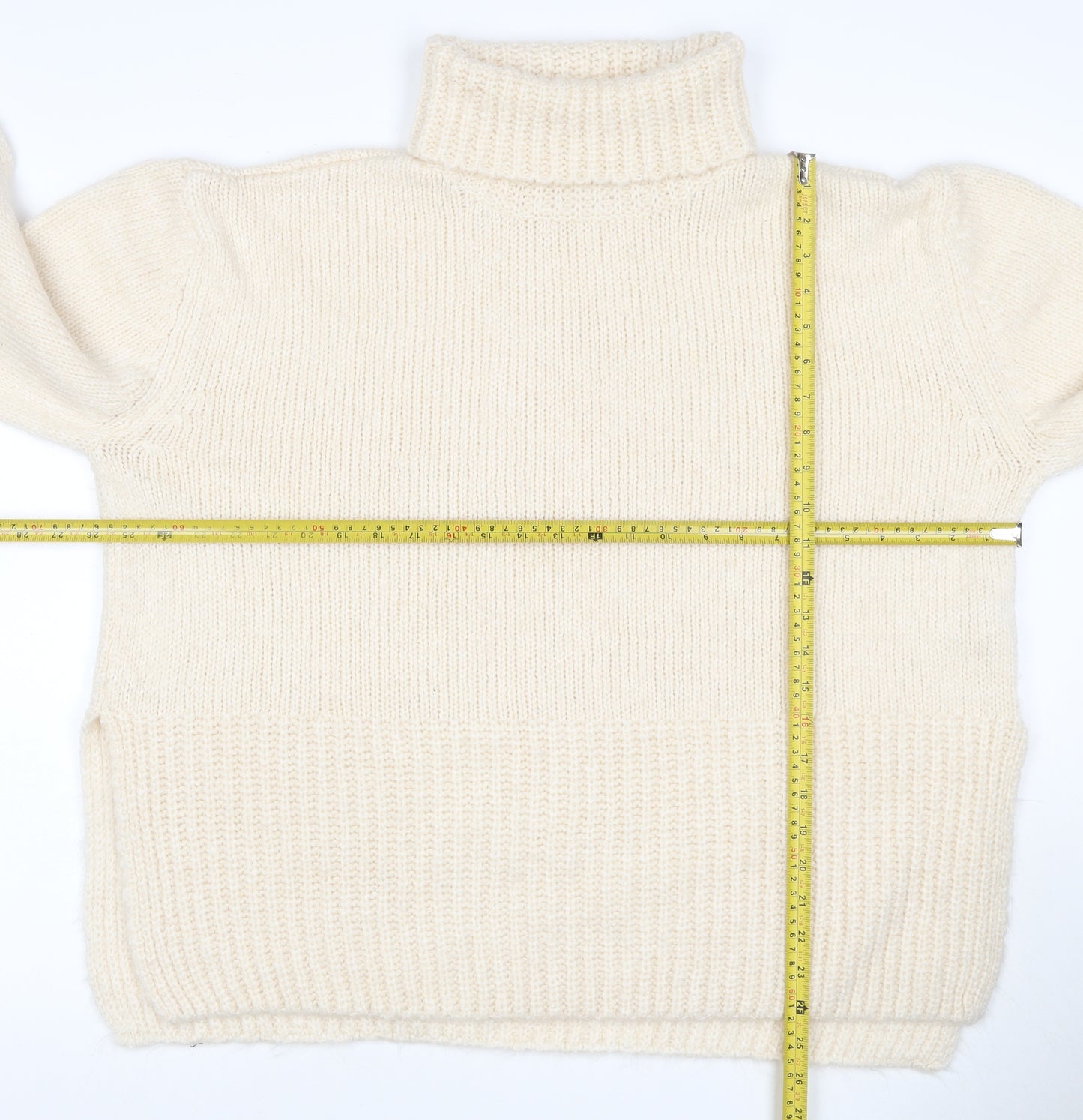 FW Bridge Women Ivory UK 14 Chunky Knit Roll Neck Jumper