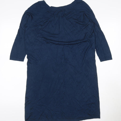 Gap Women Blue S Knit Ruffle 3/4 Sleeve Jumper Dress