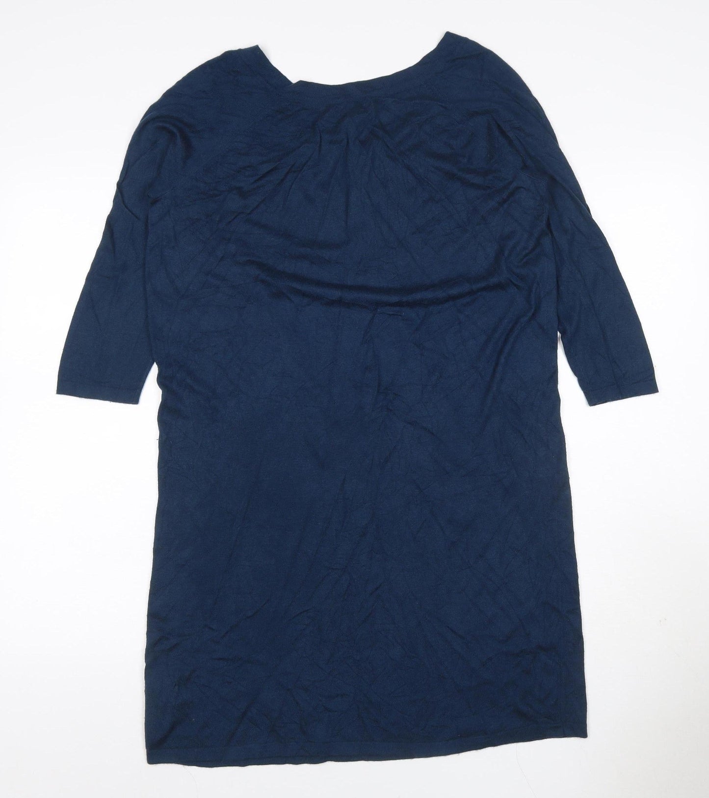 Gap Women Blue S Knit Ruffle 3/4 Sleeve Jumper Dress