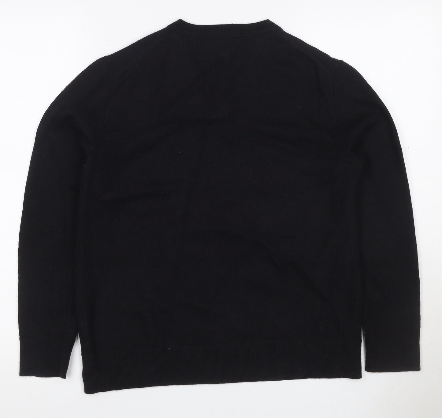 Banana Republic Women Black Merino Wool V-Neck Pullover Jumper UK 14